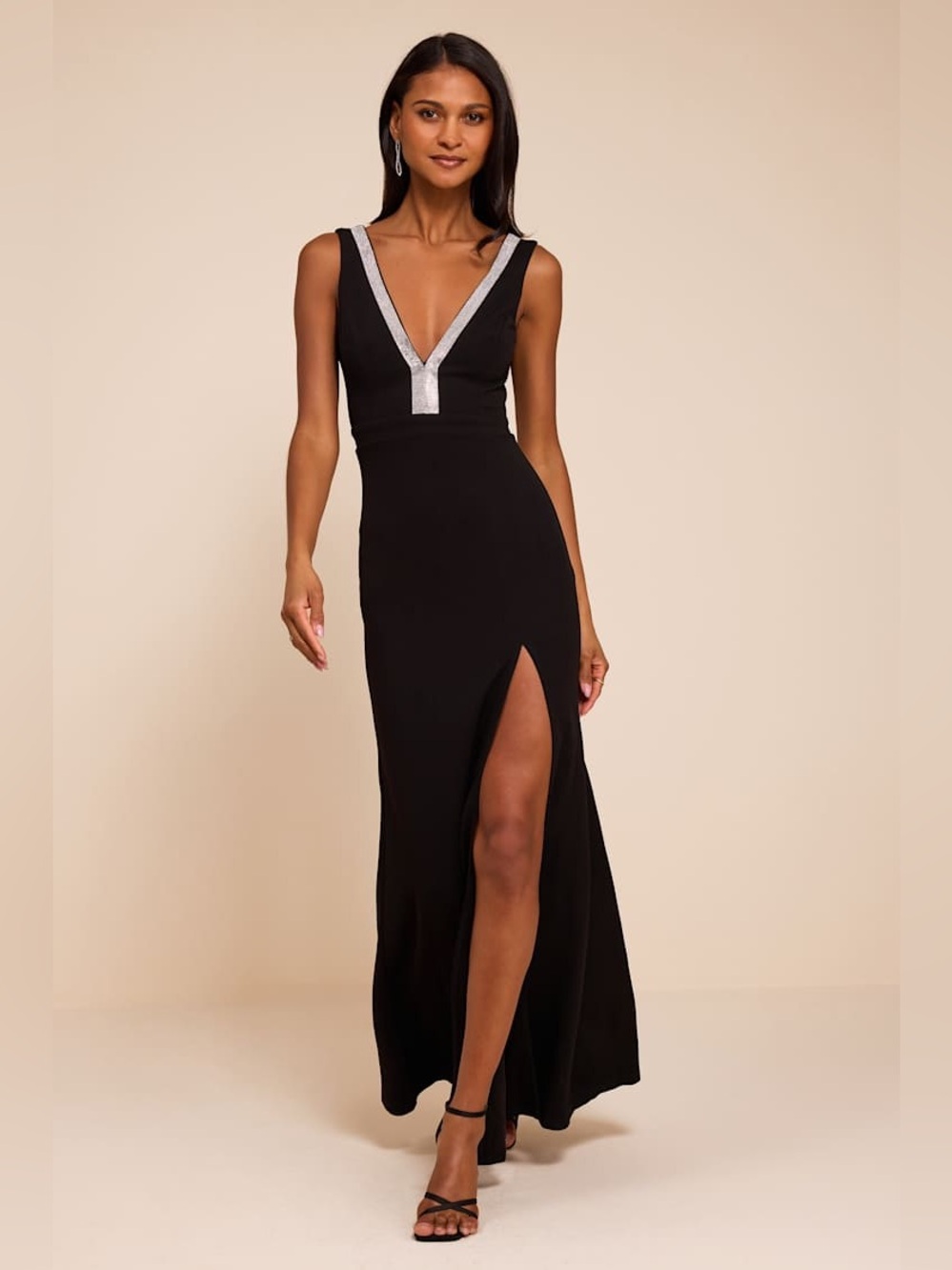 Lulus Stunned By You Black Rhinestone Mermaid Maxi Dress New with Tags Small